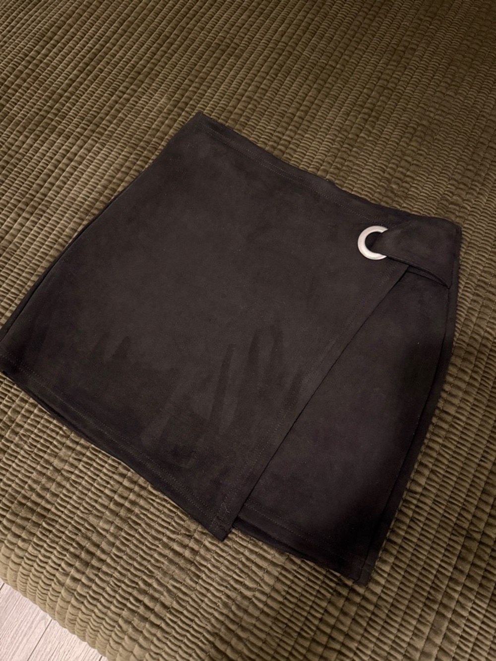 Forever 21 Black Wrap Mini Skirt with Silver Ring